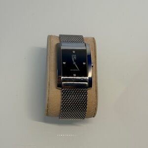 ESQ Swiss Diamond Men’s Rectangular Black Dial Watch Stainless Mesh